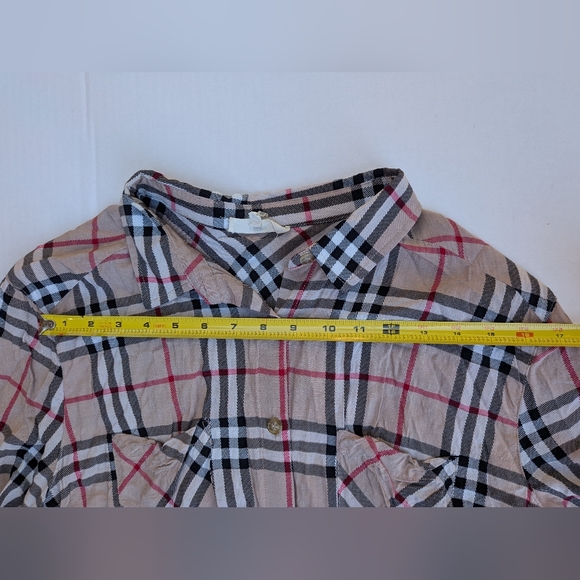 Plaid Tunic 100% Rayon Button‎ Up Shirt - Picture 4 of 8